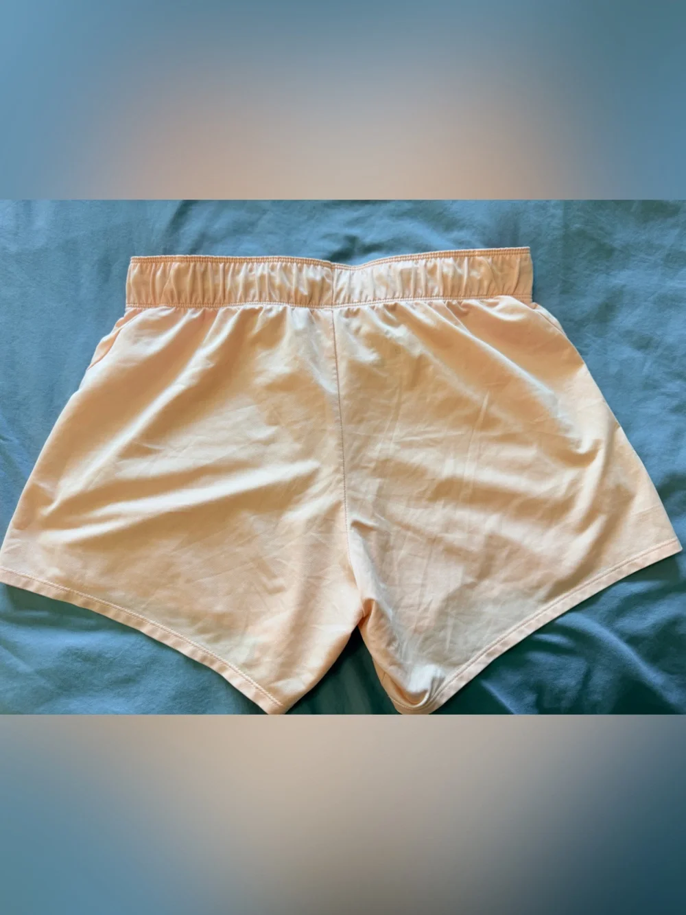 Nike Women’s Dri-Fit Peach Athletic Shorts with Pink Branded Waistband